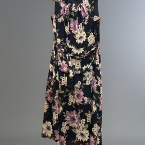 NWT R&K NAVY& PINK CLASSIC SLEEVELESS FLORAL CAREER CHURCH MIDI DRESS SZ 16